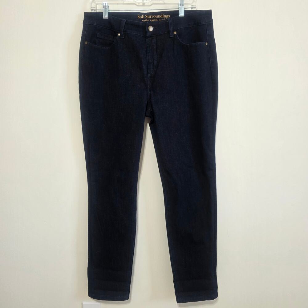 NWT Soft Surroundings Dark Denim Straight Leg Midrise Size Medium 10-12